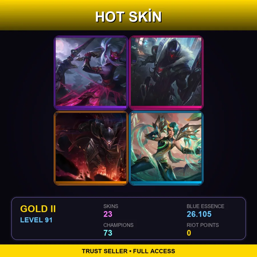 EUW | Lv91 | Gold II | 23 Skin | 73 Champ