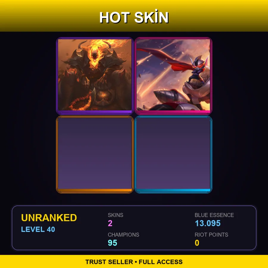 SG | Lv40 | Unranked | 2 Skin | 95 Champ