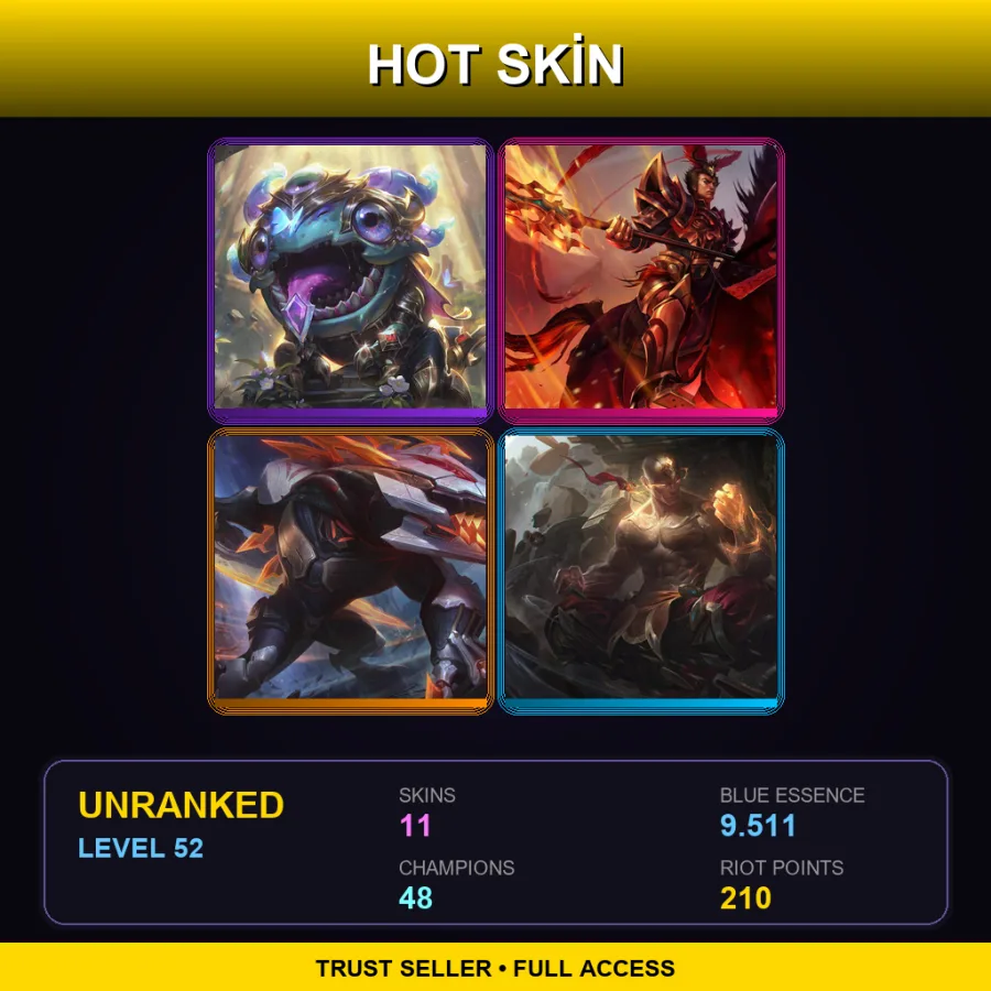 OCE | Lv52 | Unranked | 11 Skin | 48 Champ