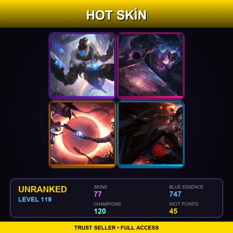 EUW | Lv119 | Unranked | 77 Skin | 120 Champ