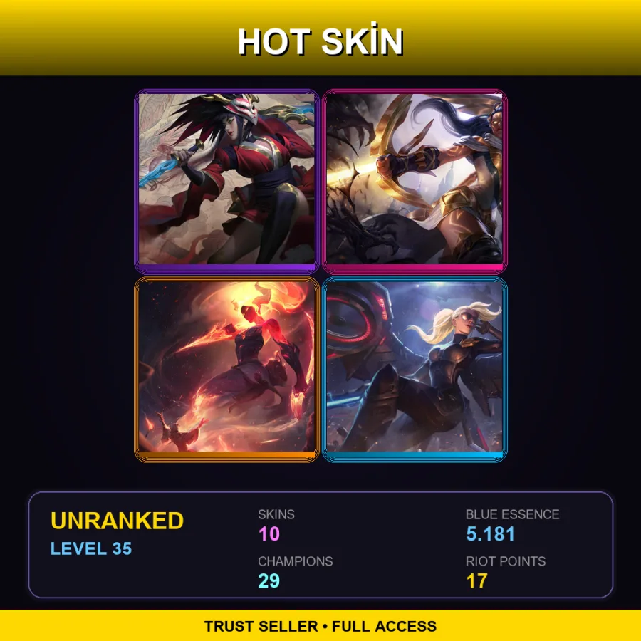 LAS | Lv35 | Unranked | 10 Skin | 29 Champ — LoL account