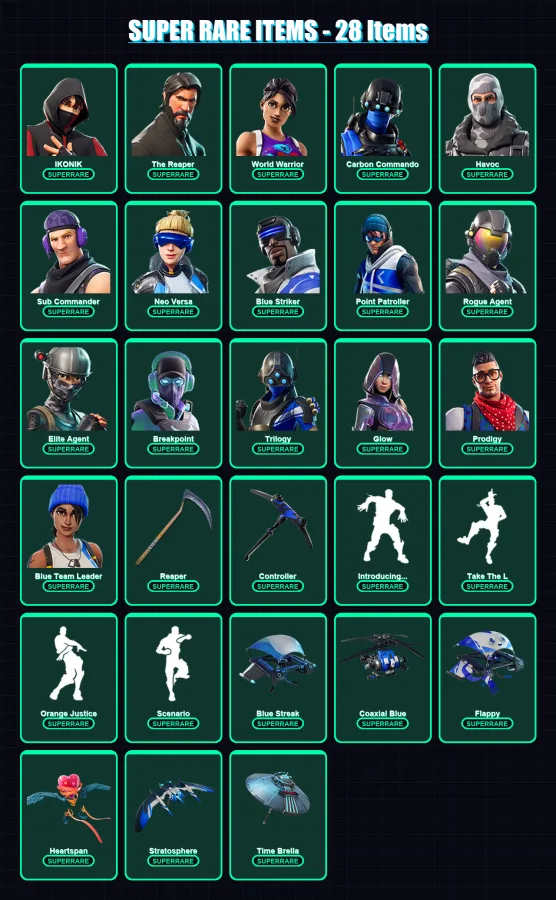 [PC/PSN] | IKONIK | The Reaper | World Warrior | Carbon Commando | Havoc | 146 skin | 171 pickaxe | 124 emote | 145 glider | Lv3607 — Game account