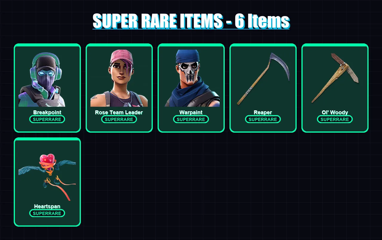 [PC/XBOX/PSN] | Breakpoint | Rose Team Leader | Warpaint | Fade | Hybrid | 81 skin | 86 pickaxe | 84 emote | 88 glider | Lv1086 — Fortnite account