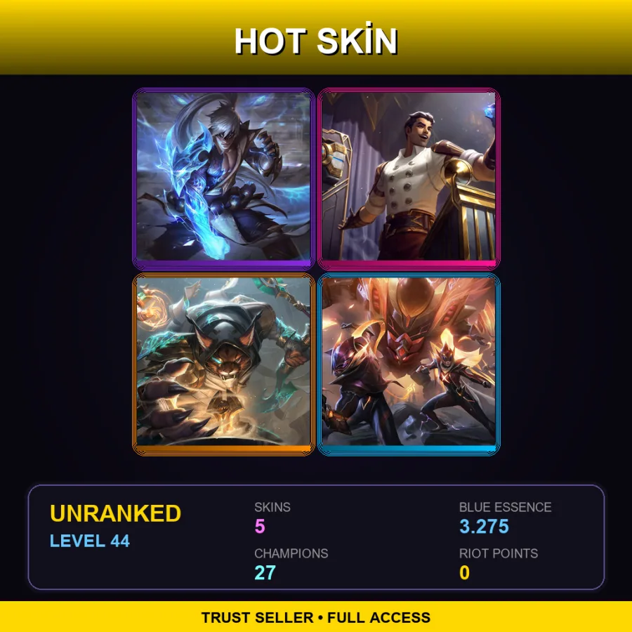 EUW | Lv44 | Unranked | 5 Skin | 27 Champ