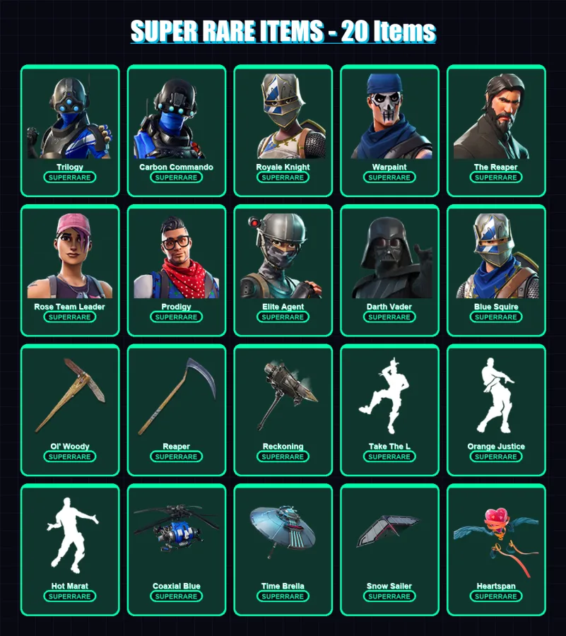 [PC/XBOX] | Trilogy | Carbon Commando | Royale Knight | Warpaint | The Reaper | 137 skin | 141 pickaxe | 134 emote | 136 glider | Lv1593