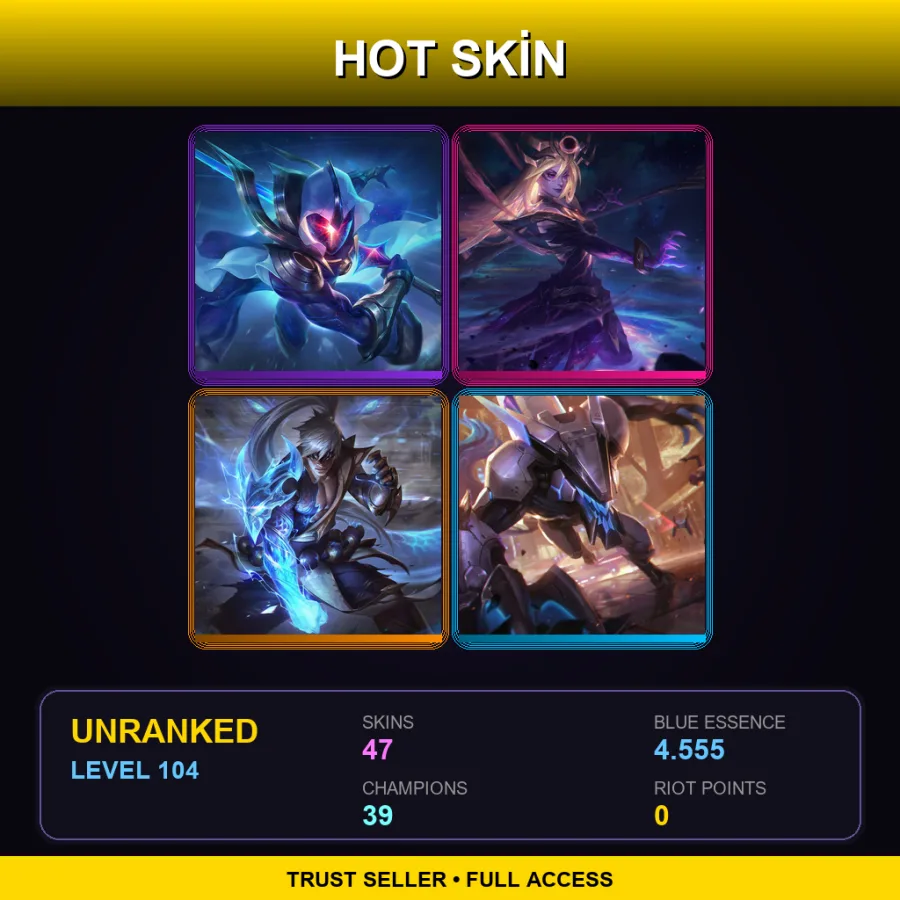 SG | Lv104 | Unranked | 47 Skin | 39 Champ — LoL account