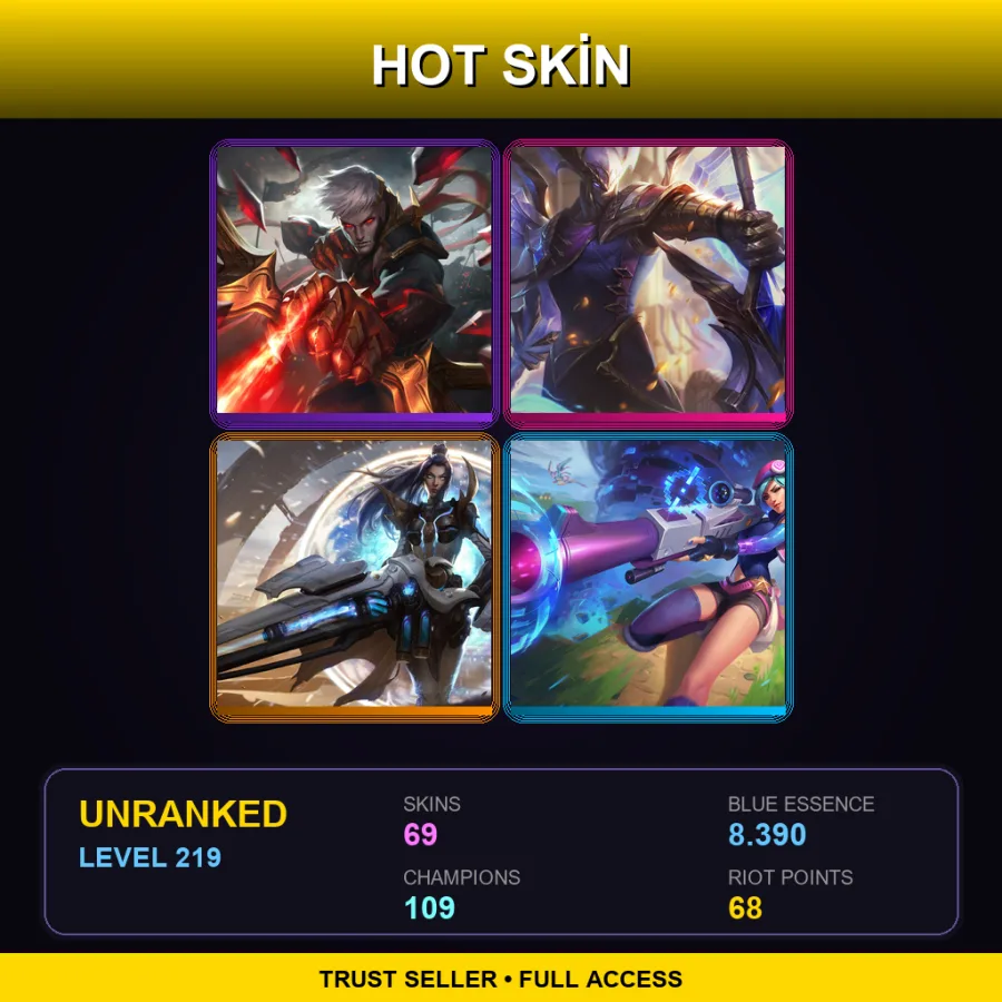 EUW | Lv219 | Unranked | 69 Skin | 109 Champ
