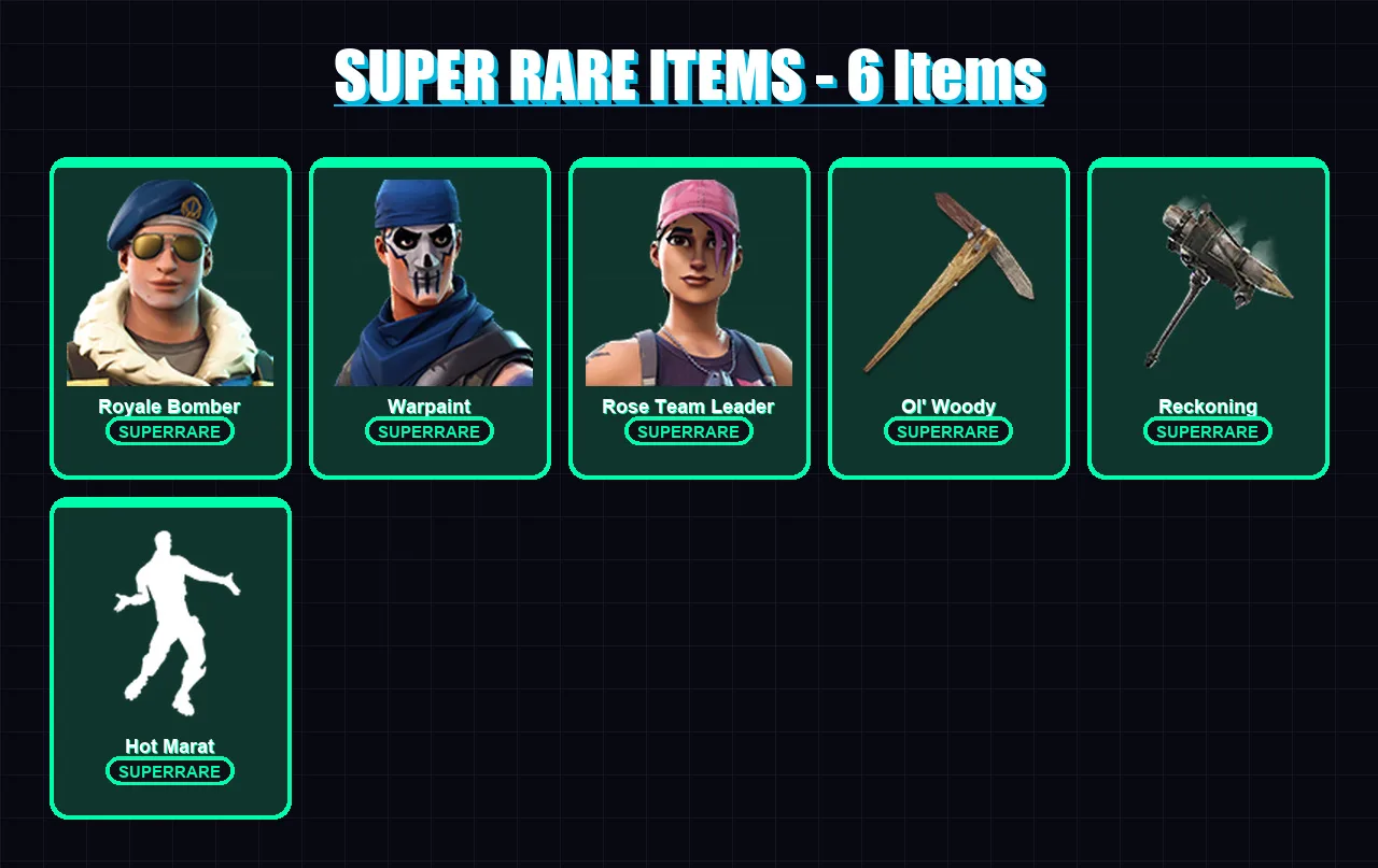 [PS4/PS5/XBOX/PC] | Royale Bomber | Warpaint | Rose Team Leader | Hybrid | Malice | 70 skin | 63 pickaxe | 73 emote | 63 glider | Lv552