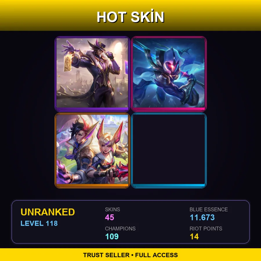 BR | Lv118 | Unranked | 45 Skin | 109 Champ — LoL account
