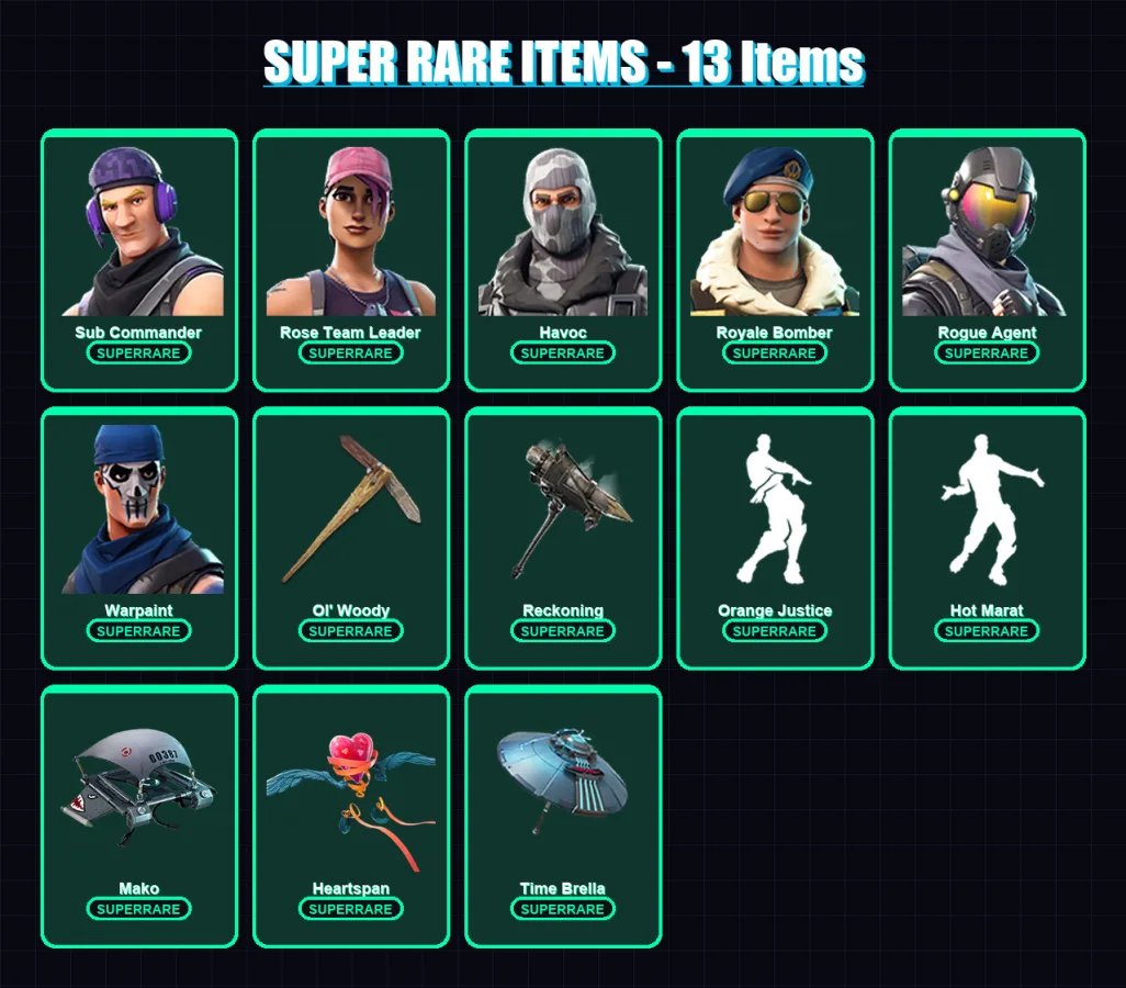 [PC/XBOX] | Sub Commander | Rose Team Leader | Havoc | Royale Bomber | Rogue Agent | 60 skin | 47 pickaxe | 56 emote | 50 glider | Lv753 — Fortnite account