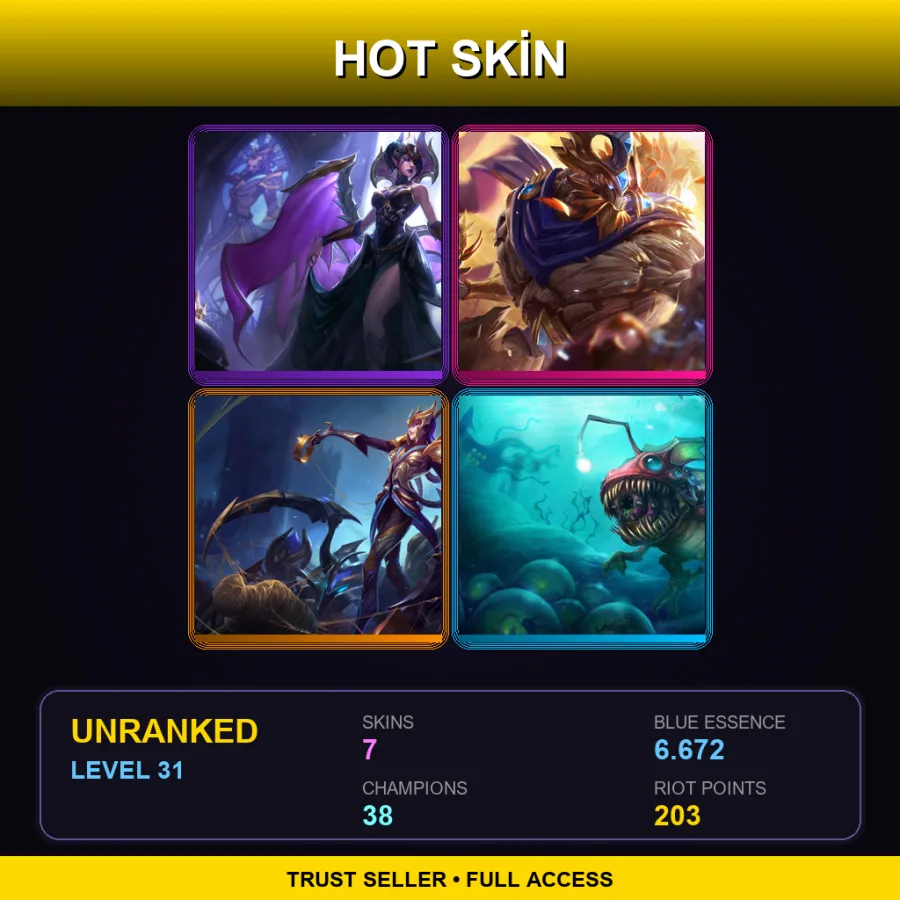 NA | Lv31 | Unranked | 7 Skin | 38 Champ