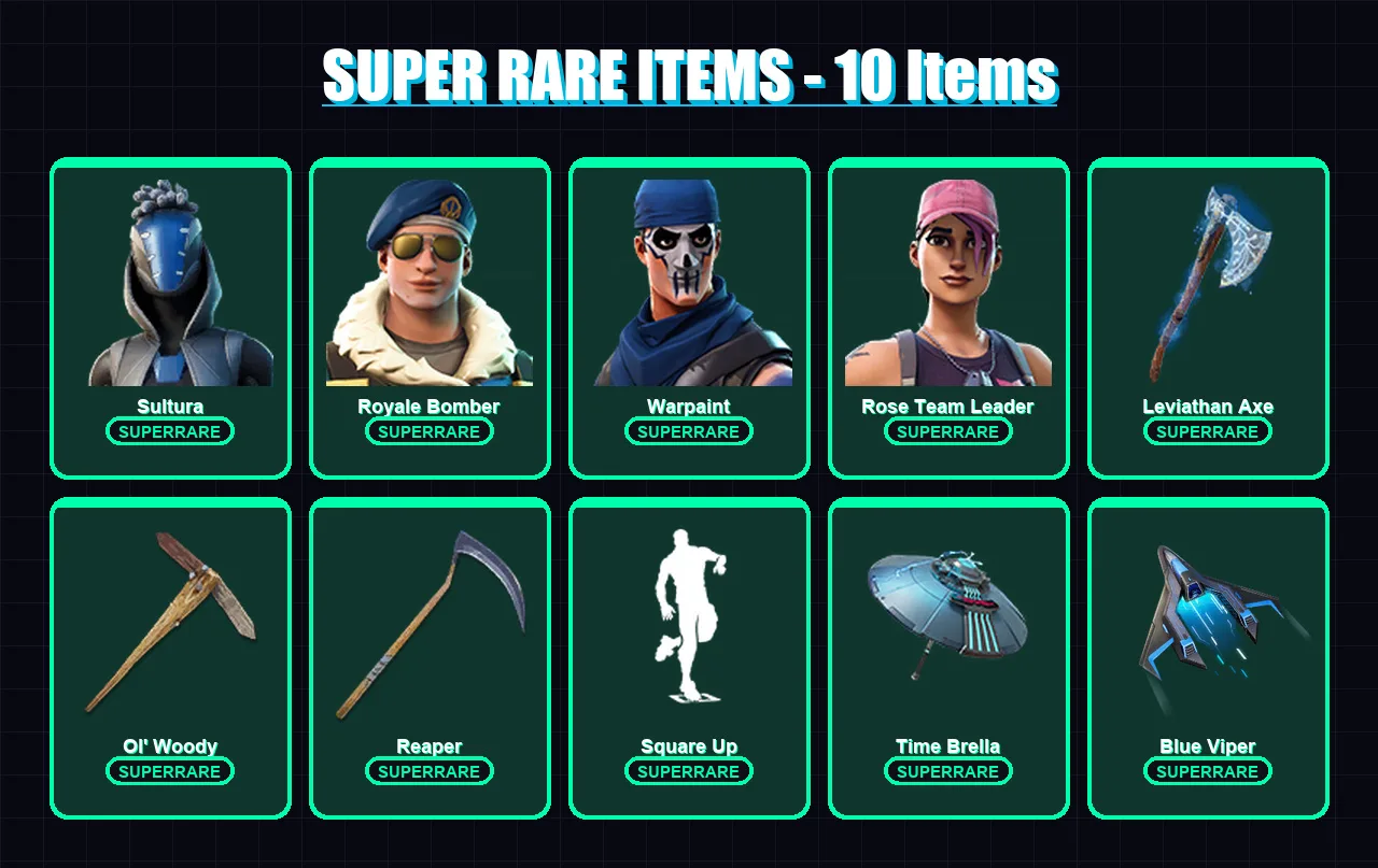 [PS4/PS5/XBOX/PC] | Sultura | Royale Bomber | Warpaint | Rose Team Leader | Fade | 100 skin | 119 pickaxe | 92 emote | 89 glider | Lv1204 — Fortnite account