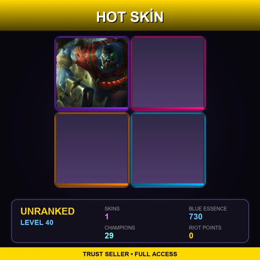 NA | Lv40 | Unranked | 1 Skin | 29 Champ — LoL account