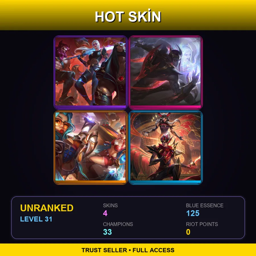 SG | Lv31 | Unranked | 4 Skin | 33 Champ