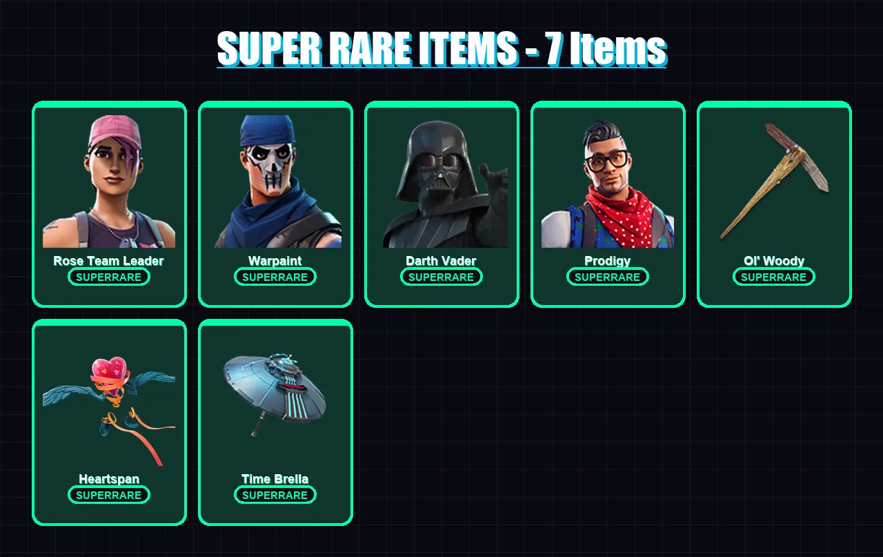 [PC/XBOX] | Rose Team Leader | Warpaint | Darth Vader | Prodigy | The Prisoner | 153 skin | 194 pickaxe | 186 emote | 151 glider | Lv2197