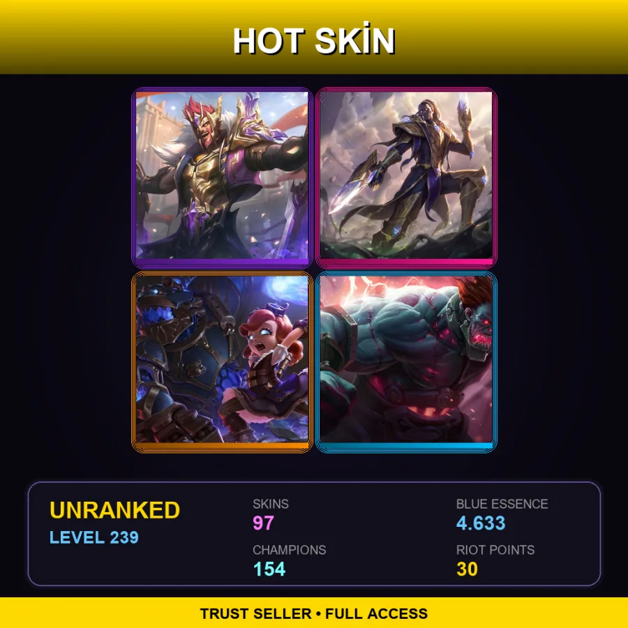 LAS | Lv239 | Unranked | 97 Skin | 154 Champ — LoL account