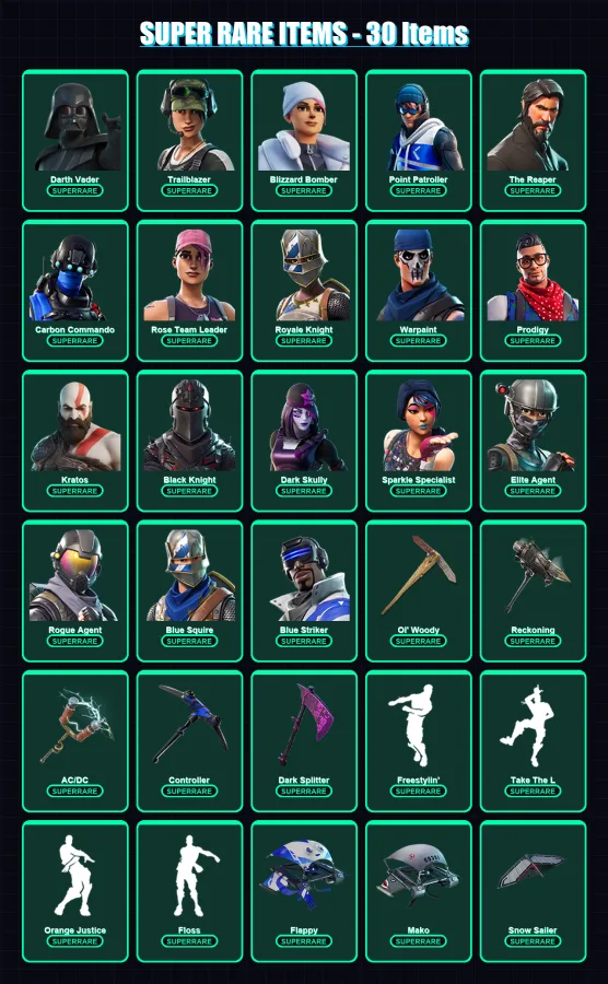 [PC] | Darth Vader | Trailblazer | Blizzard Bomber | Point Patroller | The Reaper | 183 skin | 202 pickaxe | 166 emote | 159 glider | Lv2137