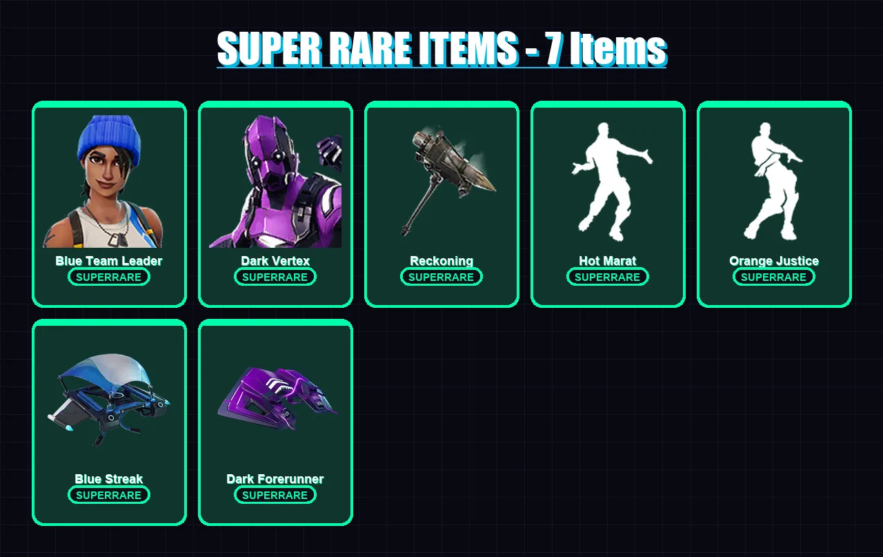 [PC] | Blue Team Leader | Dark Vertex | Blaze | Raptor | Dire | 133 skin | 139 pickaxe | 120 emote | 111 glider | Lv1511
