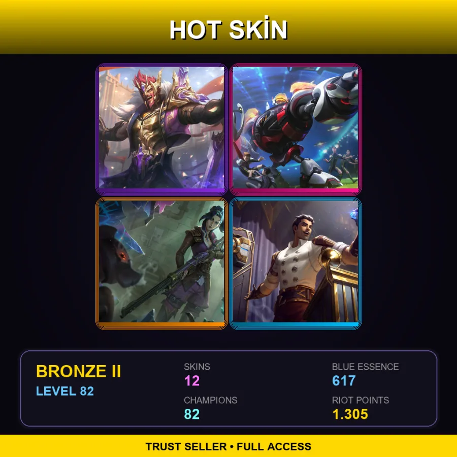 EUW | Lv82 | Bronze II | 12 Skin | 82 Champ — LoL account