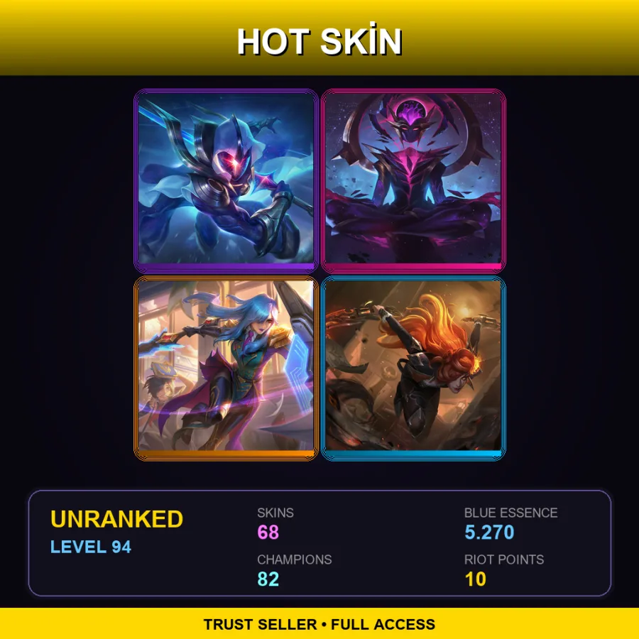 TR | Lv94 | Unranked | 68 Skin | 82 Champ
