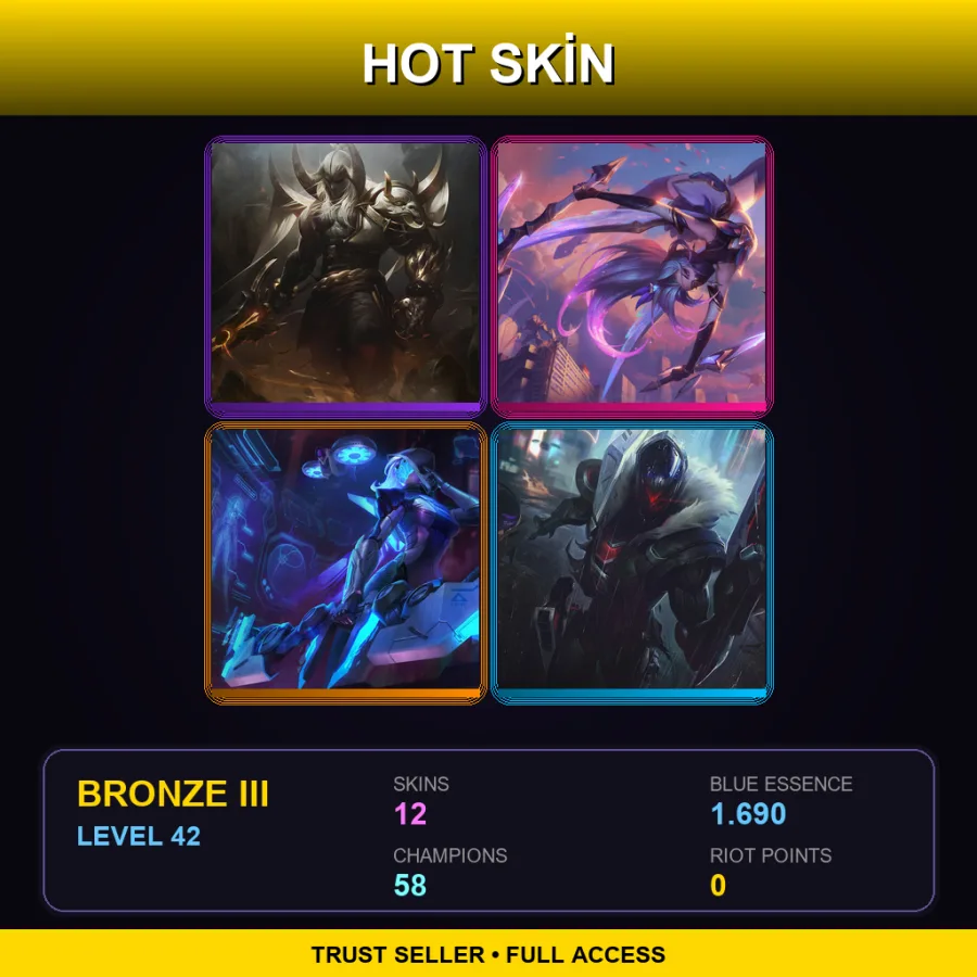 EUNE | Lv42 | Bronze III | 12 Skin | 58 Champ — LoL account