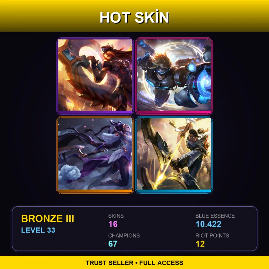 NA | Victorious Sivir | Pulsefire Ezreal | Lunar Goddess Diana | Arclight Varus | 16 Skin | 67 Champ | Bronze III | Lv33