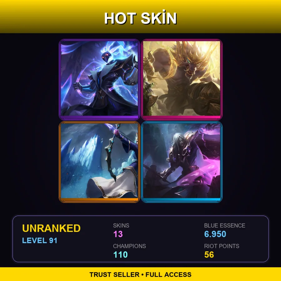 EUNE | Lv91 | Unranked | 13 Skin | 110 Champ