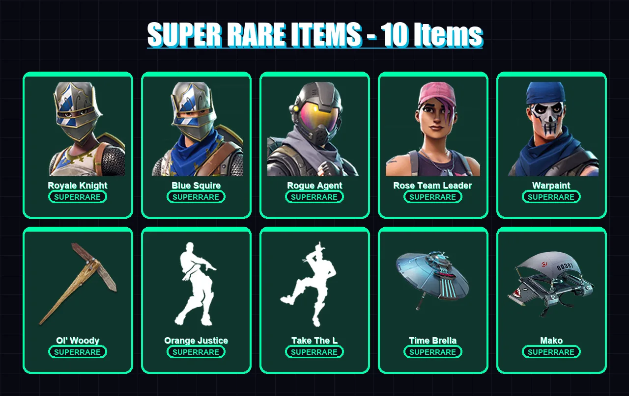 [PC/XBOX/PSN] | Royale Knight | Blue Squire | Rogue Agent | Rose Team Leader | Warpaint | 84 skin | 128 pickaxe | 102 emote | 105 glider | Lv1591