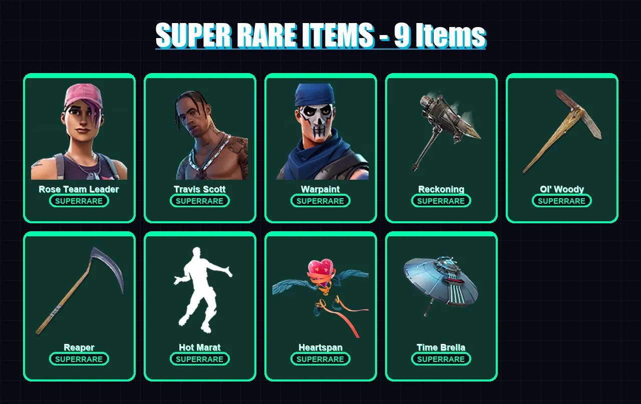 [PC/PSN] | Rose Team Leader | Travis Scott | Warpaint | Mizuki | Menace | 195 skin | 185 pickaxe | 164 emote | 168 glider | Lv2064 — Fortnite account