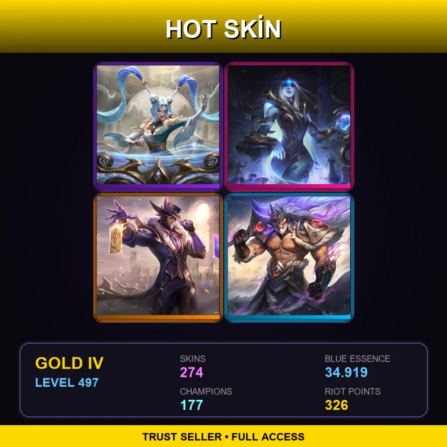 TR | Lv497 | Gold IV | 274 Skin | 177 Champ