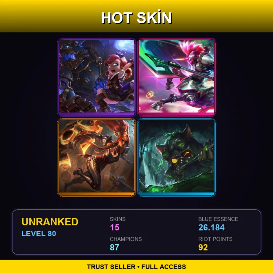 SG | Lv80 | Unranked | 15 Skin | 87 Champ