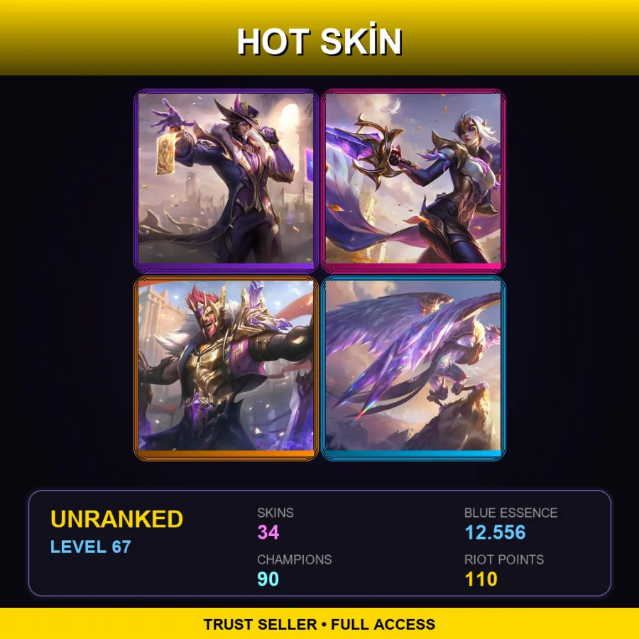 EUW | Lv67 | Unranked | 34 Skin | 90 Champ