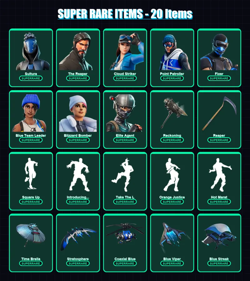 [PC/XBOX] | Sultura | The Reaper | Cloud Striker | Point Patroller | Fixer | 162 skin | 126 pickaxe | 120 emote | 120 glider | Lv1508