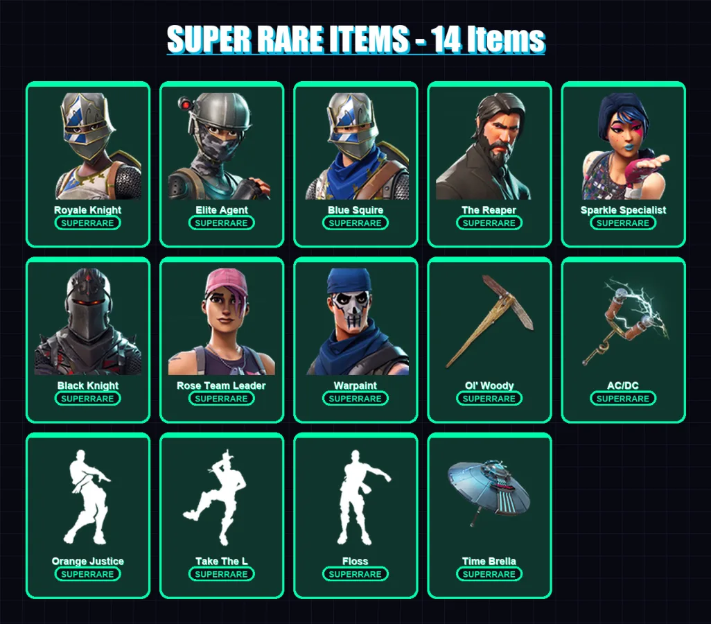 [PC/XBOX] | Royale Knight | Elite Agent | Blue Squire | The Reaper | Sparkle Specialist | 30 skin | 27 pickaxe | 43 emote | 36 glider | Lv562