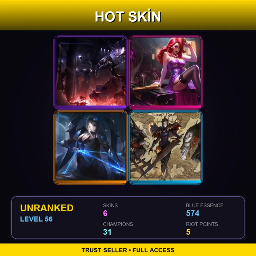 LAS | Lv56 | Unranked | 6 Skin | 31 Champ — LoL account