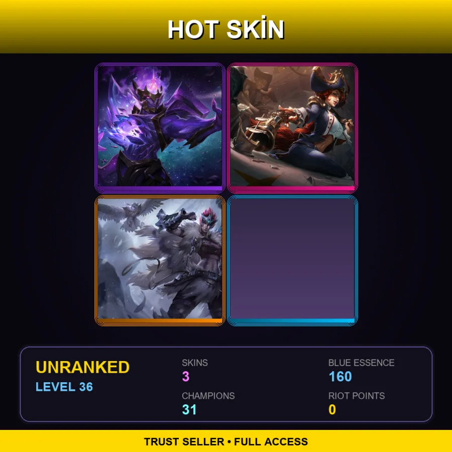 NA | Lv36 | Unranked | 3 Skin | 31 Champ