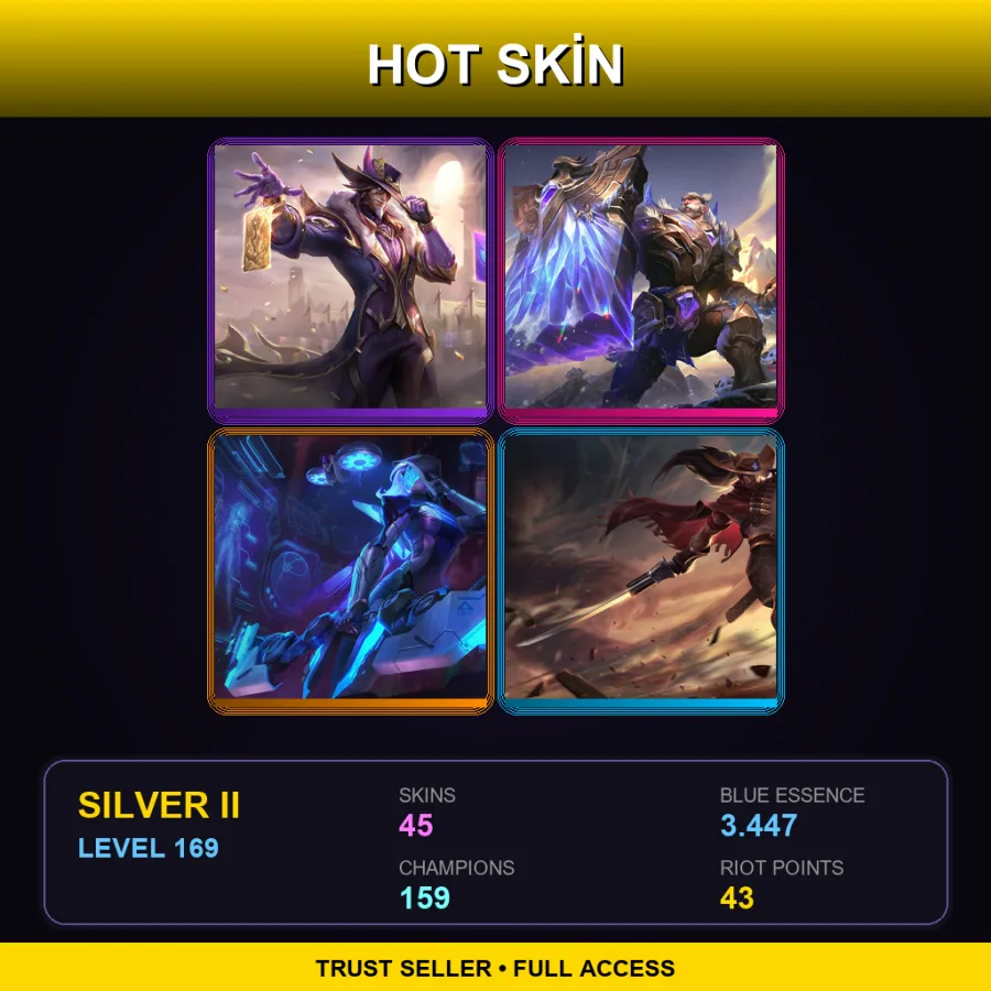 EUNE | Lv169 | Silver II | 45 Skin | 159 Champ