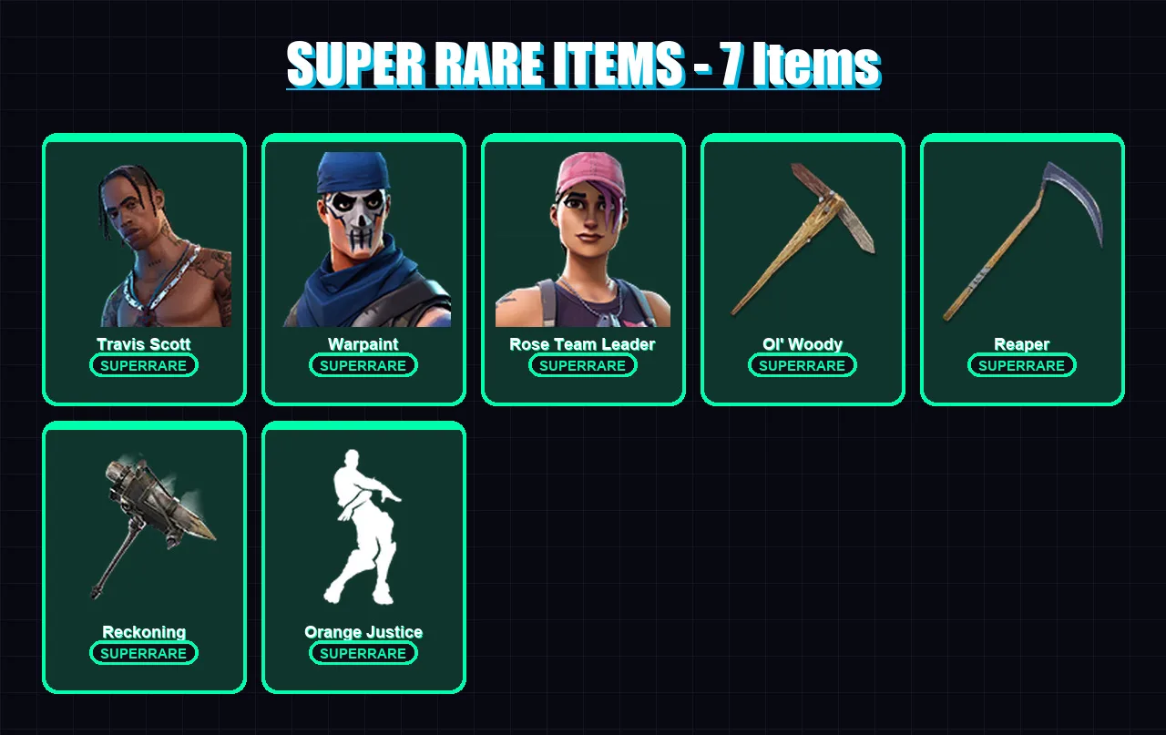[PC/XBOX/PSN] | Travis Scott | Warpaint | Rose Team Leader | Carbide | Calamity | 50 skin | 41 pickaxe | 41 emote | 34 glider | Lv411 — Fortnite account