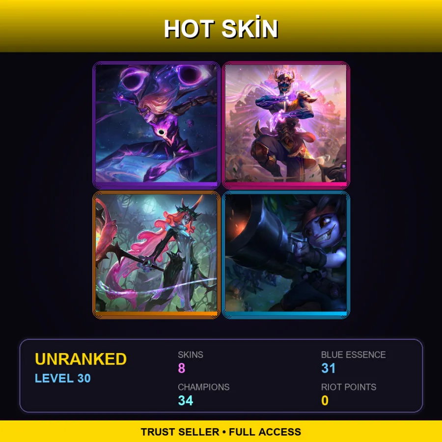 EUNE | Lv30 | Unranked | 8 Skin | 34 Champ