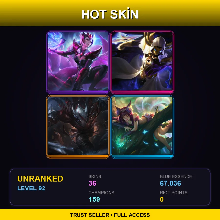 VN | Lv92 | Unranked | 36 Skin | 159 Champ