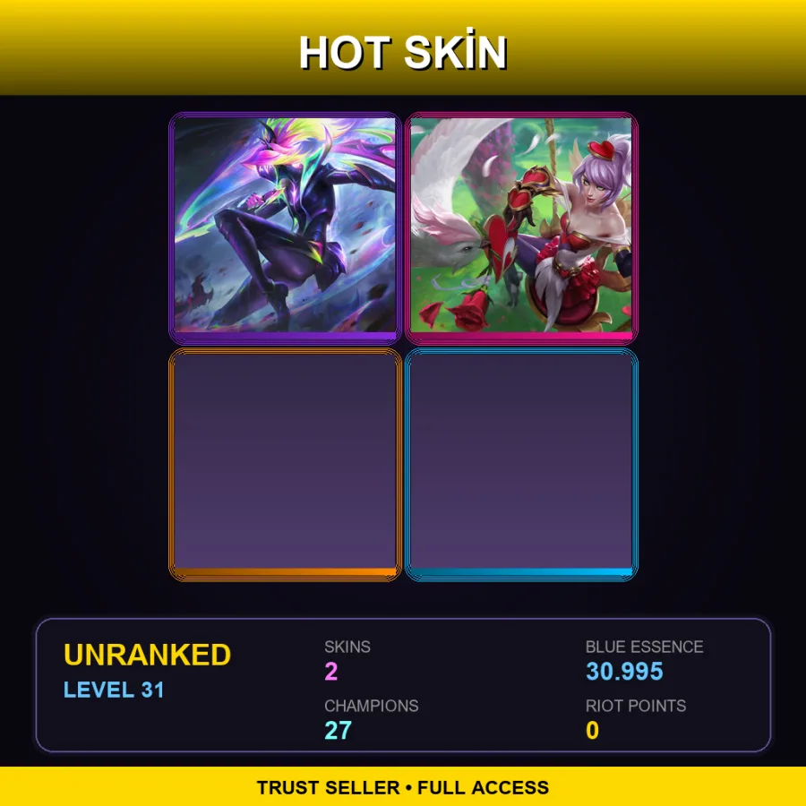 VN | Lv31 | Unranked | 2 Skin | 27 Champ — LoL account