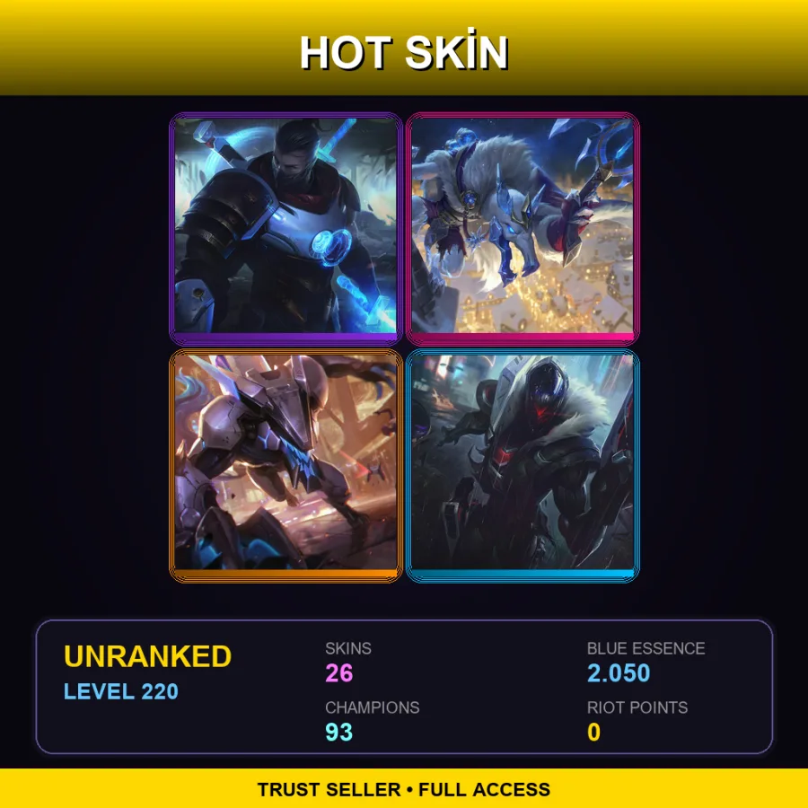 LAN | Lv220 | Unranked | 26 Skin | 93 Champ
