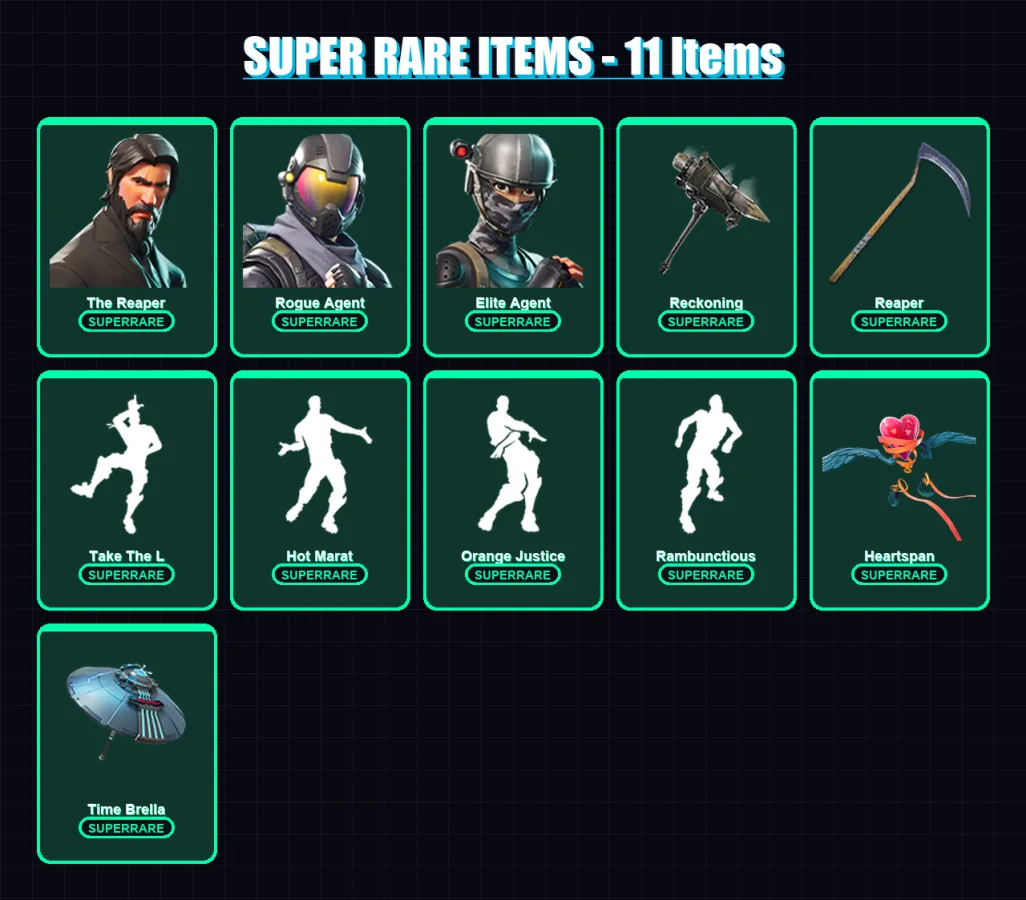 [PC/XBOX] | The Reaper | Rogue Agent | Elite Agent | Joey | Snap | 206 skin | 240 pickaxe | 187 emote | 214 glider | Lv3006