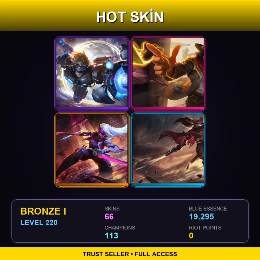 SG | Lv220 | Bronze I | 66 Skin | 113 Champ — LoL account