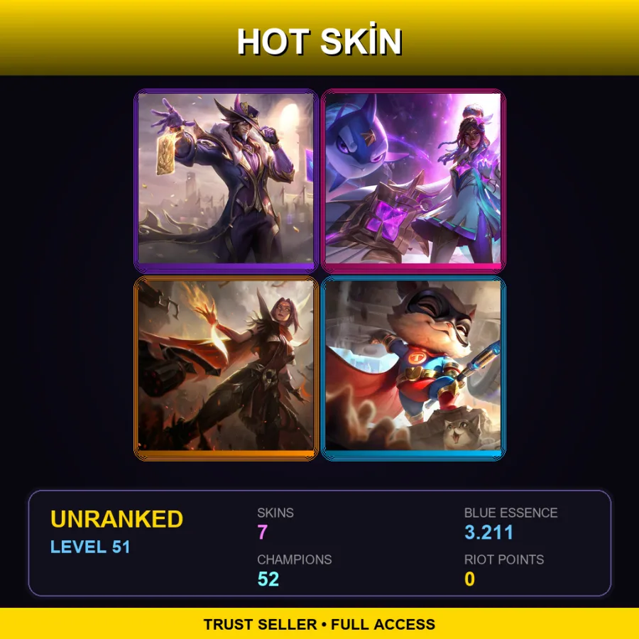 NA | Lv51 | Unranked | 7 Skin | 52 Champ — Unranked / Smurf League of Legends