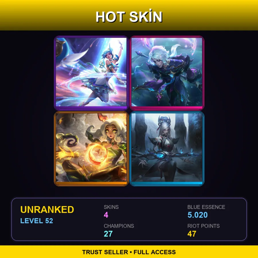 NA | Lv52 | Unranked | 4 Skin | 27 Champ — Winterblessed Hwei