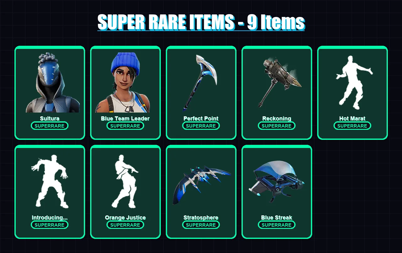 [PC/XBOX/PSN] | Sultura | Blue Team Leader | Fusion | Zenith | Valor | 78 skin | 119 pickaxe | 97 emote | 112 glider | Lv1810