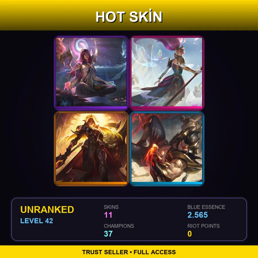 LAS | Lv42 | Unranked | 11 Skin | 37 Champ — LoL account