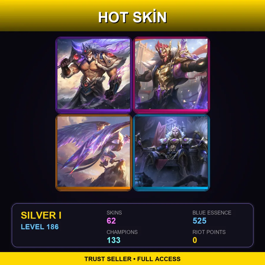 EUNE | Lv186 | Silver I | 62 Skin | 133 Champ