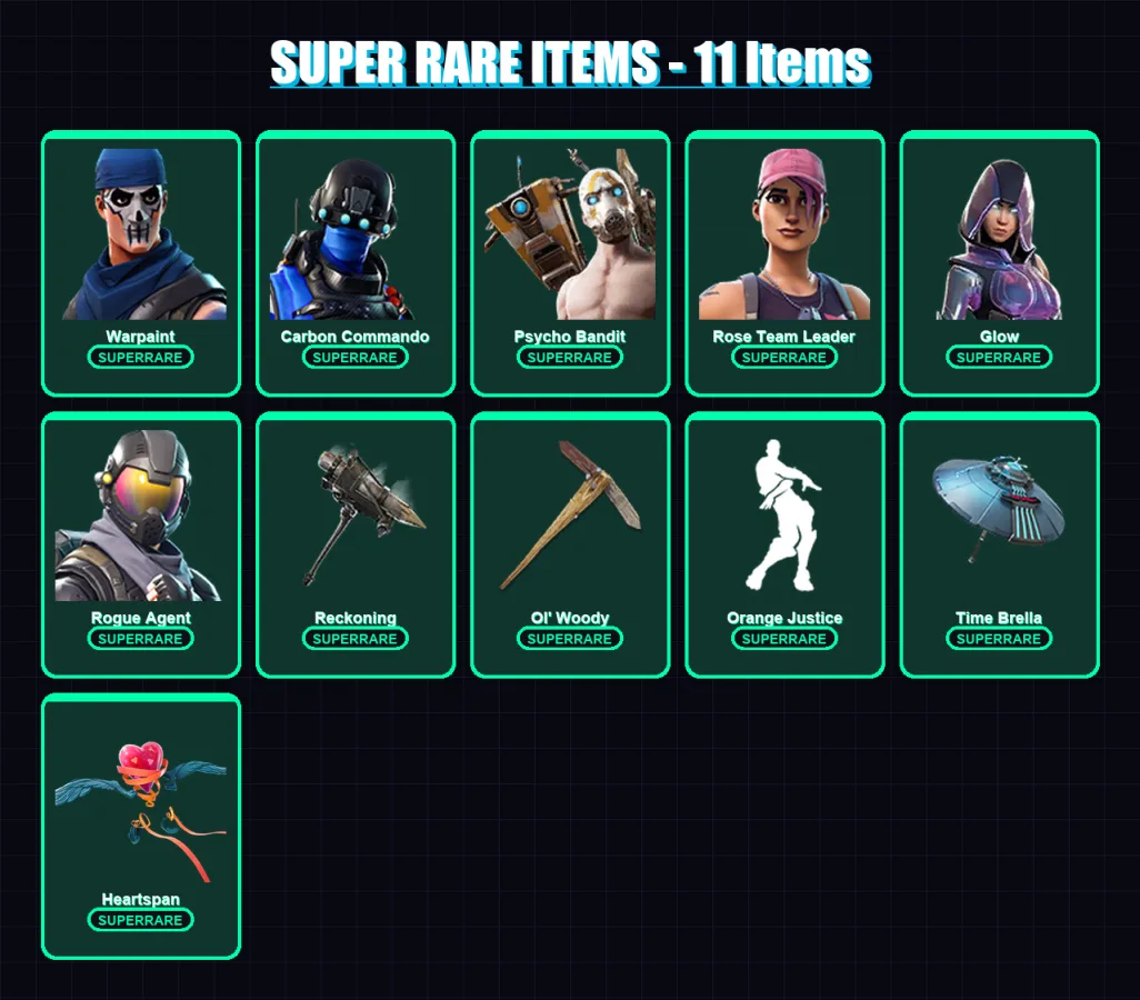 [PC/XBOX] | Warpaint | Carbon Commando | Psycho Bandit | Rose Team Leader | Glow | 149 skin | 152 pickaxe | 123 emote | 137 glider | Lv1763 — Fortnite account